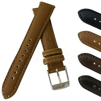 Genuine  Calf Leather Watch Strap Padded SS Buckle 182022 And 24mm • £6.99