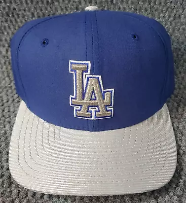 Vtg New Era LA Dodgers Snapback Hat Cap Blue Front Logo MLB CA Blue Silver USA • $69.97