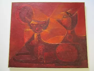 Mario Cano Painting Vintage Cat Kitten Retro Cubist Cubism Abstract Modernism  • $1000