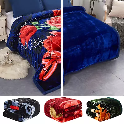 2Ply Thick Heavy Bed Blanket Plush Fleece Reversible Korean Mink Blankets Q/K • $57.99