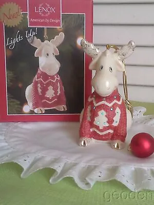 $54.99 • Buy Lenox Lit Christmas Sweater Moose Ornament
