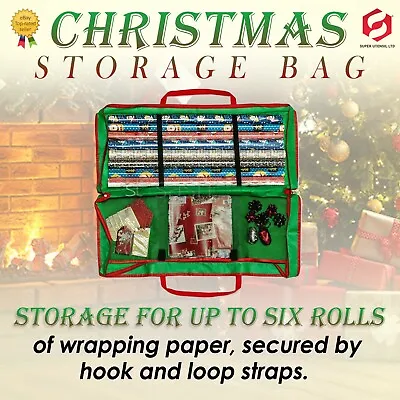 £5.99 • Buy Christmas Xmas Wrapping Paper Storage Bag Gift Wrap Decoration Tidy Organiser 
