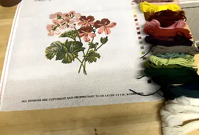 Luxury Needlepoint Tapestry Kit- Geraniums  (47cm X 45cm) • £13