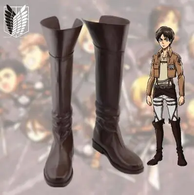 Unisex Attack On Titan Eren Jaeger Party Cosply Boots Cos Shoes Custom Gift SKGB • £62.39