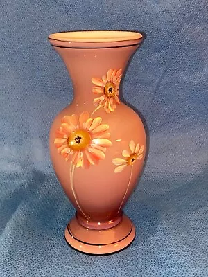 Fenton Hand Painted Glass Purple Floral Vase • £91.55