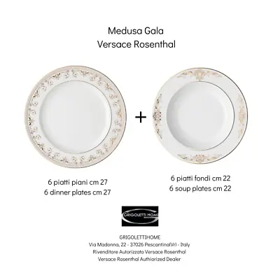 Versace Rosenthal - Medusa Gala - Set 6 Floors CMS 27+ 6 Soup Plates 22 Dealer • $1338.79