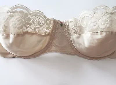 Vintage Maidenform Chantilly Satin & Lace Underwire Bra 34C Beige #7345 Straples • $48.02