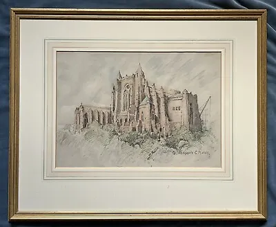 Marjorie C. Bates R.A.  ORIGINAL CRAYON DRAWING Liverpool Cathedral 1926 • £95