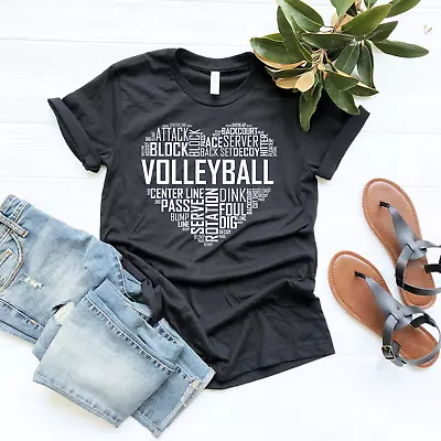 Premium Volleyball Heart T Shirt Gift Volleyball Player Playing Team Gifts Lover • $24.97