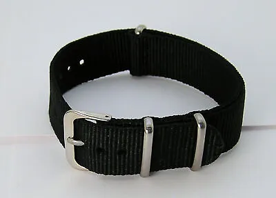 18mm One Piece Pass Thru Ballistic Military Style Watch Bands Nylon Black Color • $7.95