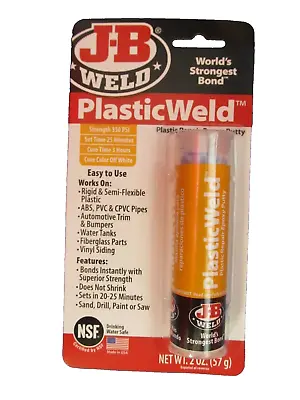 J-B Weld #8237 PlasticWeld Plastic Repair Epoxy Putty - 2 Oz   NEW • $7.99