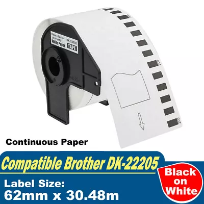 Compatible Continuous Label Roll For Brother DK22205 QL-570 QL-700 62mm X 30.48m • $14.90