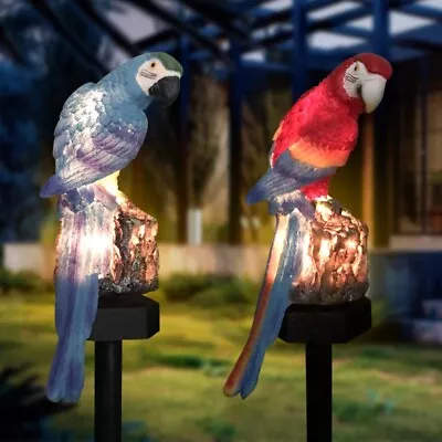 Solar Powered Garden LED Lights Owl Parrot Animal Lawn Ornament Waterproof Lamp • £7.99