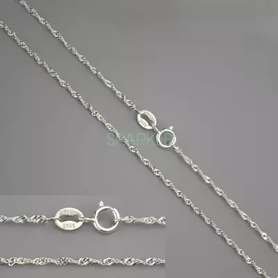 Real 925 Sterling Silver Necklace 1.2mm Water Wave Rolo Chain 16-24  Stamped • $14.62