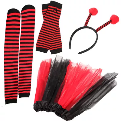 1 Set Ladybug Costume Kit Knee Socks Headband Tutu Skirt Sleeves Party Supplies • £16.89