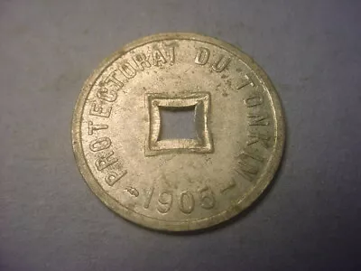 Vietnam Tonkin 1/600 Piastre Zinc Coin 1905 Nice BU #84439 • $20