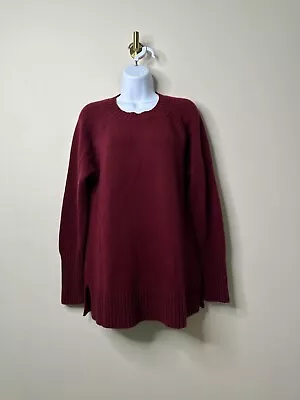 J. Crew 100% Cashmere Burgundy Crew Neck Sweater Women's Large • $25