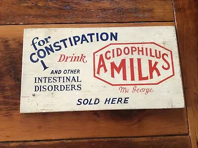 Vintage Wooden Sign Acidophilus Milk Advertising Man Cave Decor • $53.10