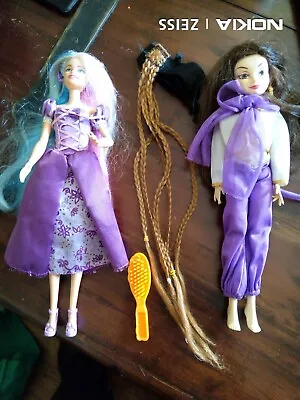 2 Barbie Dolls JOINTED MULAN & LONG RAINBOW HAIR 'Rapunzel ' Shoes CLOTHES Lot • $19.99