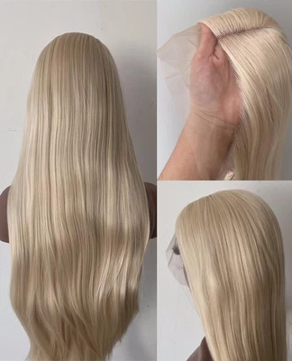£31.99 • Buy UK 24inch Synthetic Hair Lace Front Wig Daily Use Blonde Straight