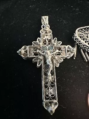 Vintage CROSS  CRUCIFIX PENDANT RELIGION JESUS VERY RARE CROSS & Victorian Pin • $22