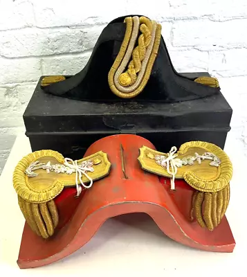 WWII Imperial Japanese Naval Officers Boxed Dress Hat & Epaulettes • $600