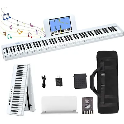 88 Key Fold Electric Piano Keyboard Portable Semi Weighted Full Size Key W/Pedal • $118.30