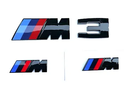 Gloss Black For BM 3 Series M3 +M Logox2 Rear Trunk And Fender Badge Emblem • $20.99