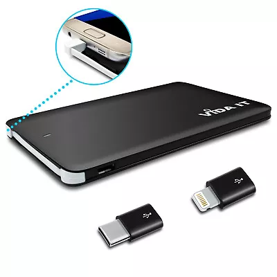 Slim Credit Card Sized Power Bank Portable USB Battery Charger For Mobile Phone • £16.99