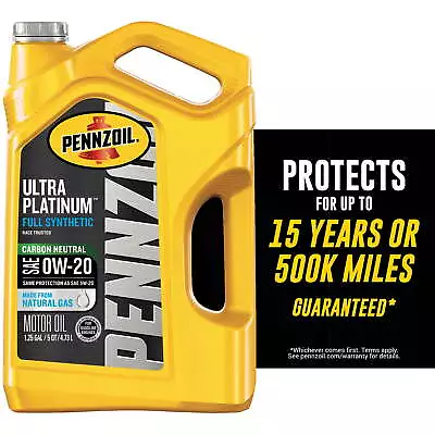 Pennzoil Ultra Platinum Full Synthetic 0W-20 Motor Oil 5 Quart Auto Motor Oil • $27.70