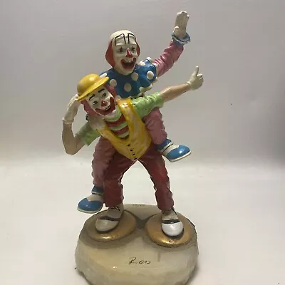 RARE 1993 Ron Lee  Piggy Backin’” Clown Figurine 11” Tall 509/750 Signed COA • $125