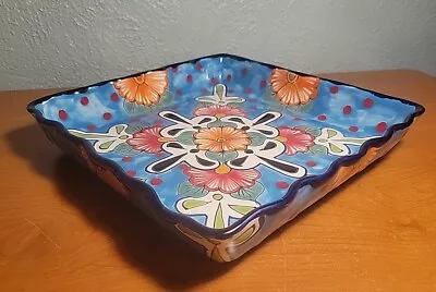 MEXICAN TALAVERA Square Serving Dish / Centerpiece 11 X11 X2  EXCELENT ! • $28