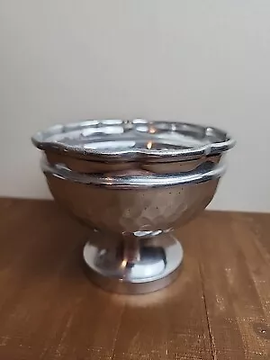 Decorative Hammered Silver Toned Pedestal Bowl 5.5  By 4.5” India • $10