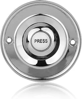 Wired Door Bell Push Button Round Chrome - Byron 2207P1BC Circular With Press • £14.78