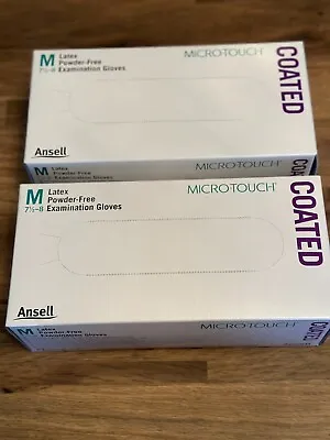 2 X Ansell Micro-Touch Coated Latex Powder-Free Examination Gloves - 200 Gloves • £0.99