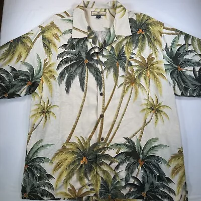 Tommy Bahama Mens XL Palm Tree Floral Print Hawaiian Shirt 100% Silk Button Up • $28.25