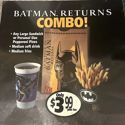 Vintage 1992 McDonald's 13.5 X 13.5   BATMAN RETURNS Combo Translite  Sign • $34.95