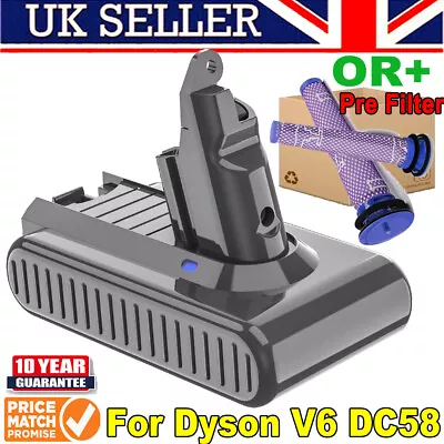 8.0Ah 6.0Ah Battery Replace For Dyson V6 Animal DC58 DC59 DC62 SV03 SV06 SV05 UK • £20.99