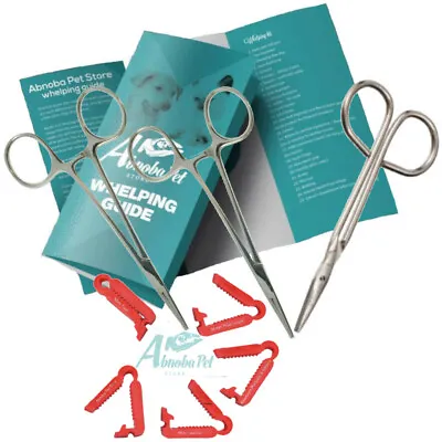 £11.99 • Buy ALPHA DOG Puppy Kitten Whelping Kit - Forceps Scissors XS Reusable Cord Clamps