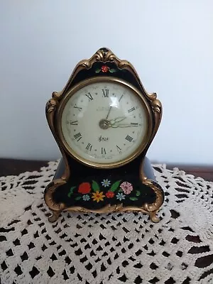 VTG Reuge Black Alarm Music Box Clock Germany Floral • $30