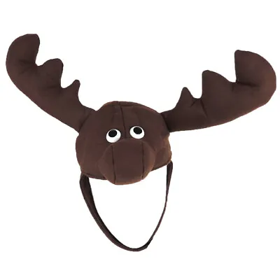 Plush Brown Crazy Moose Animal Elk Hat With Antlers Deer Costume Cap • $17.99