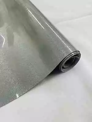 Metallic Glitter Vinyl - Silver - Shiny Glitter PVC Upholstery Rolled Vinyl  • $34.99