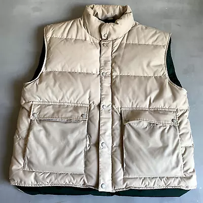 Eddie Bauer Jacket Mens XL Vest Puffer Goose Down Beige Vintage 90s • $58.77