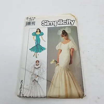 Vintage Simplicity 8425 Sewing Pattern Formal Mermaid Prom Wedding Dress Sz 6 8 • $39.99