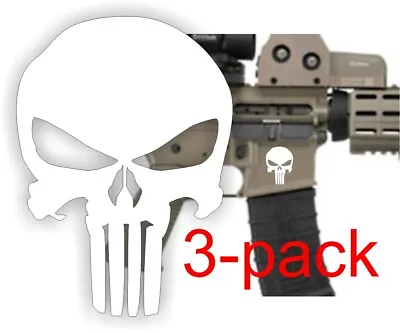 3x - Lower Punisher Skull Decals | 5.56 Stickers | 2nd Amendment USA (White) • $3.58