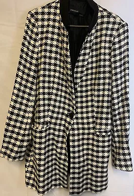 Zara Houndstooth Blazer Jacket Large Uk 12 - 14 Black White  • £12.99