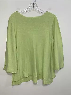 J Jill Large Linen Blend 3/4 Flare Sleeve Sweater Green • £11.40