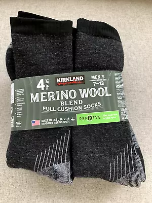 NEW Kirkland Signature Men's Merino Wool Blend Socks 7-13 Shoe Size 4 Pairs • $14.99