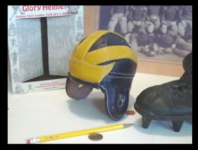 1939-1949. Michigan Wolverines Mini Style Leather Football Helmet 1/3 Scale • $54