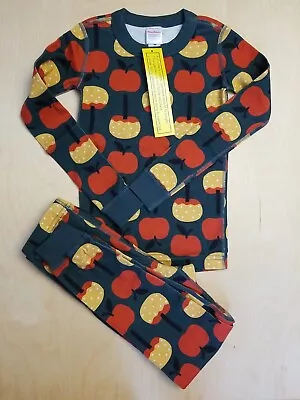 Nwot Hanna Andersson Candy Apple Halloween Organic Long John Pajamas 130 8 • $28.99